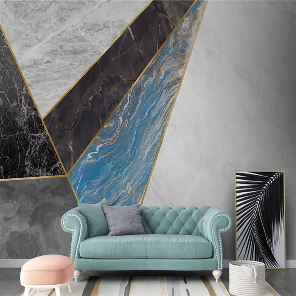 Custom Photo grey geometric marble Wallpaper for Living Room TV Background modern Bedroom Sofa Mural Wall Paper shop decoration