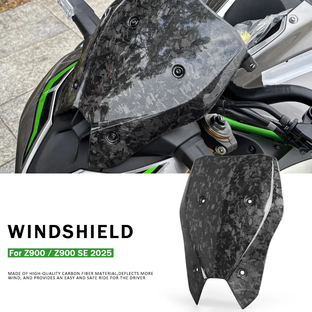 

NEW Motorcycle Accessories For Kawasaki Z900 SE Z 900 2025 Windscreen Windshield Shield Screen Forging pattern Carbon fiber
