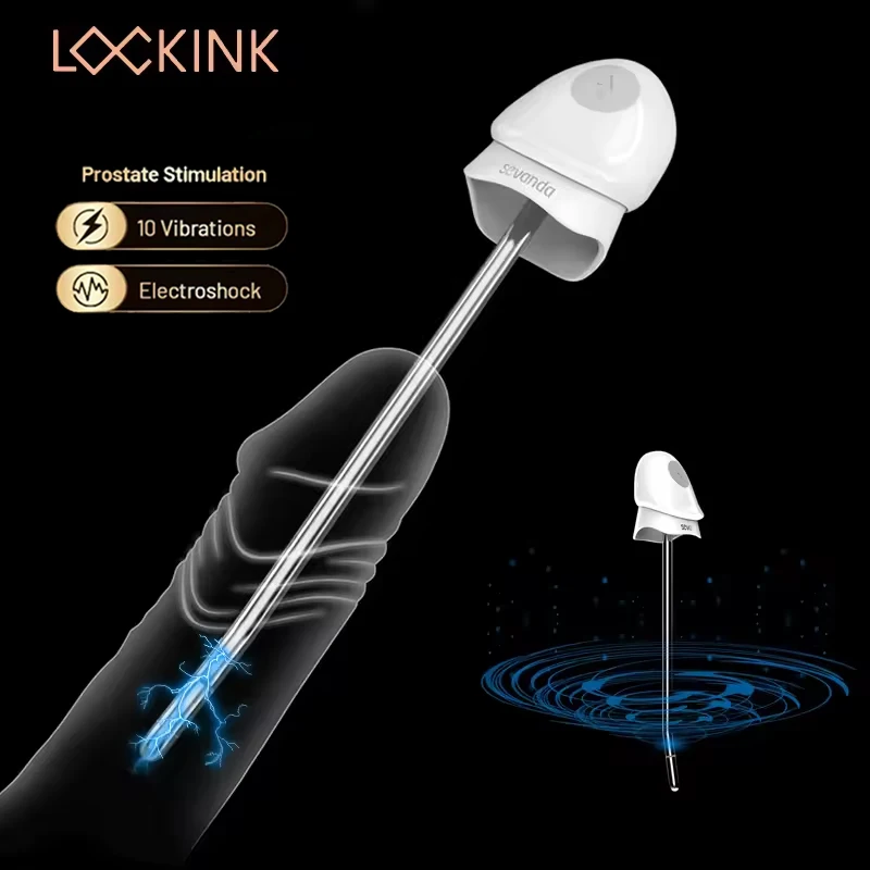 LOCKINK Stainless Steel Horse Eye Stick Sexy Adult Man Electric Shock Urethral Plug Male Penis Plug Stimulator Vibrator Sex Toys