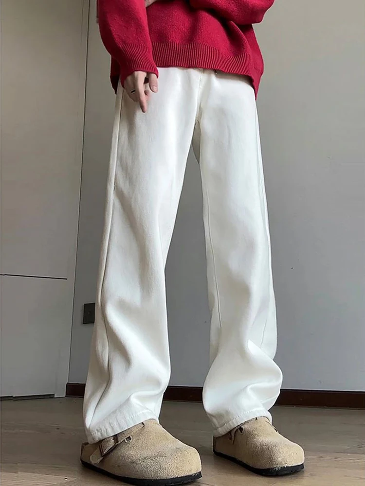 

Мужские джинсы Cleanfit с флисовой подкладкой, прямые, белые, зимние, в стиле High Street, зауженные, расклешенные, молодежные, модные, деним