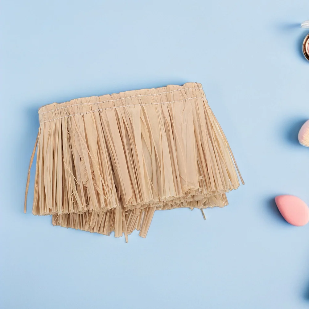 

2pcs Raffia Trim: Handwoven Natural Fringe For Diy Craft Projects Wedding Party Decor Luau Accessories Summer Beachwear