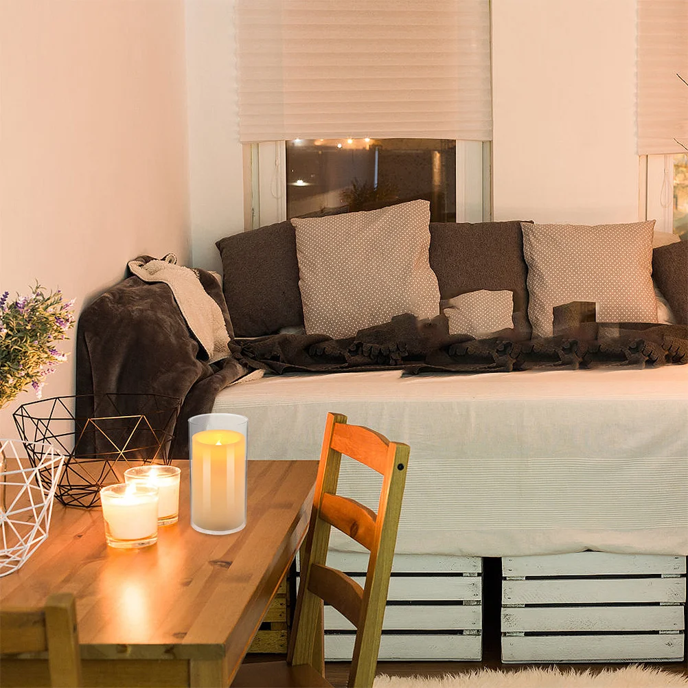 

4Pcs Clear Glass Holders Windproof Cylindrical Design Elegant Decorative Cover for Home Restaurant Cafe Use