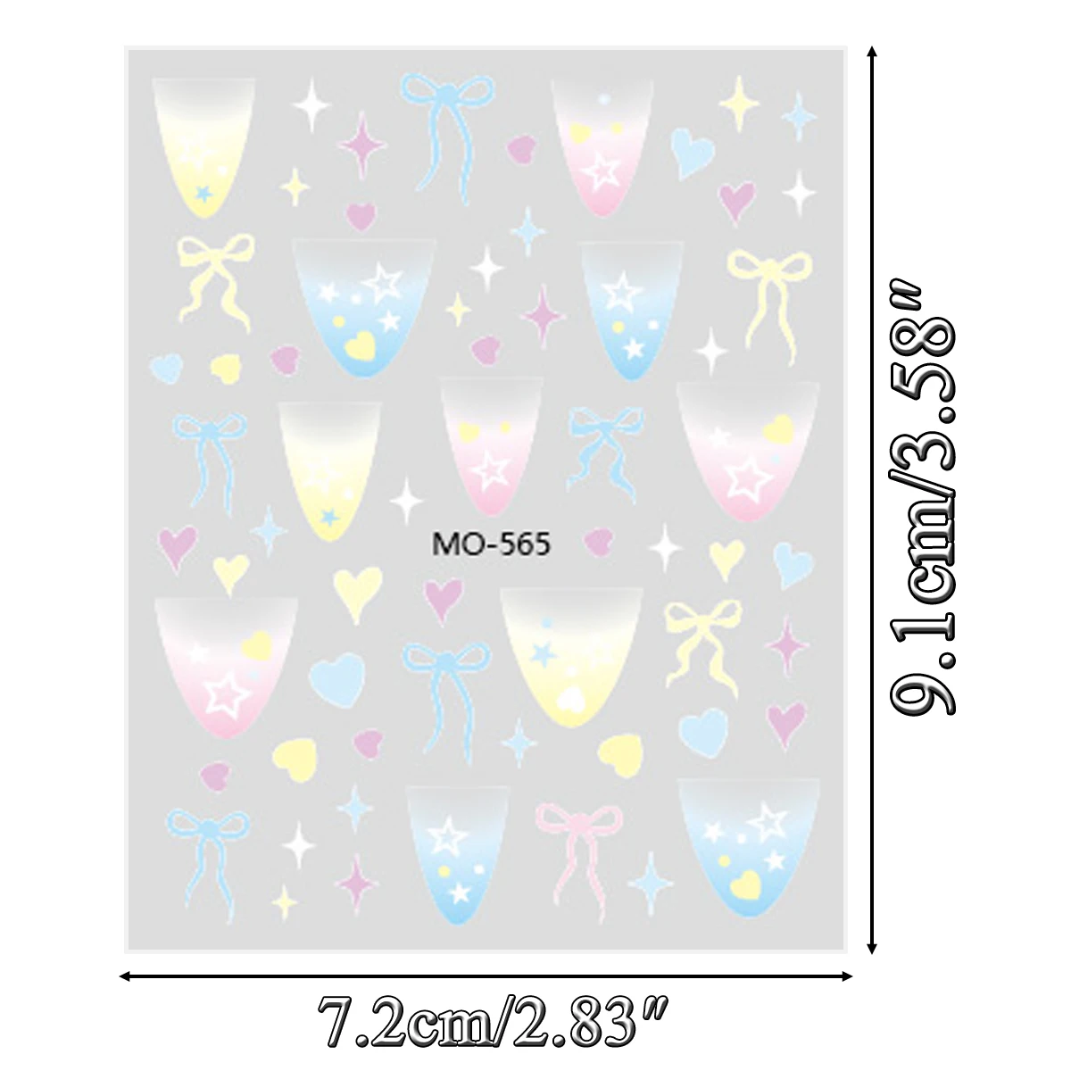 3/6 folhas de adesivos de unhas com laço de estrela fofo – decalques autoadesivos pastel sonhadores para decoração de manicure acrílica em gel DIY