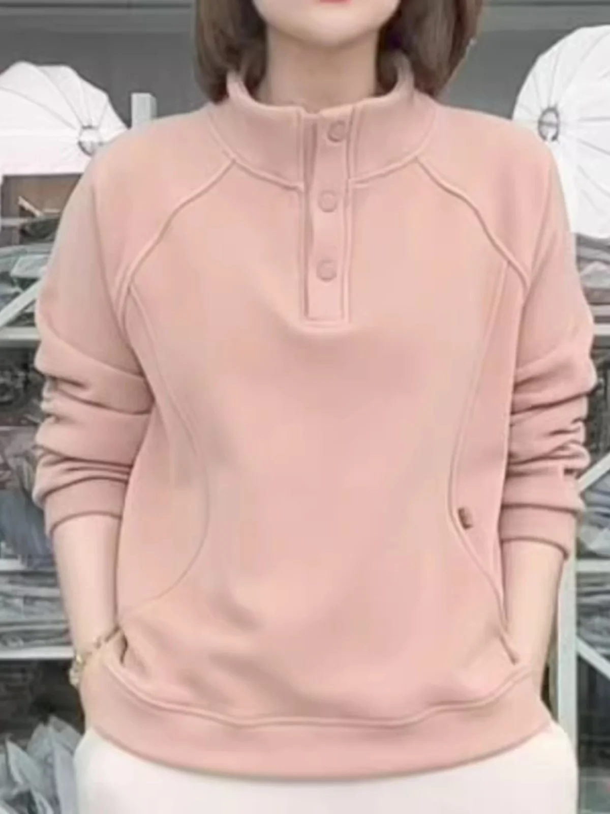 Double-Sided Thiened Warm Sweatirt Women's Loose Base Layer irt Faionable Autumn Winter New Sle Large Size Top