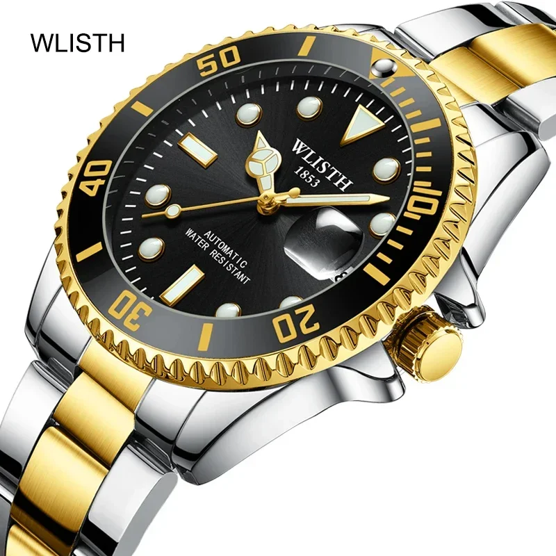 Reloj Hombre Automatic Mens Watch Mechanical Movement Stainless Steel Gold Silver Dial Date Luminous Luxury Men Watches