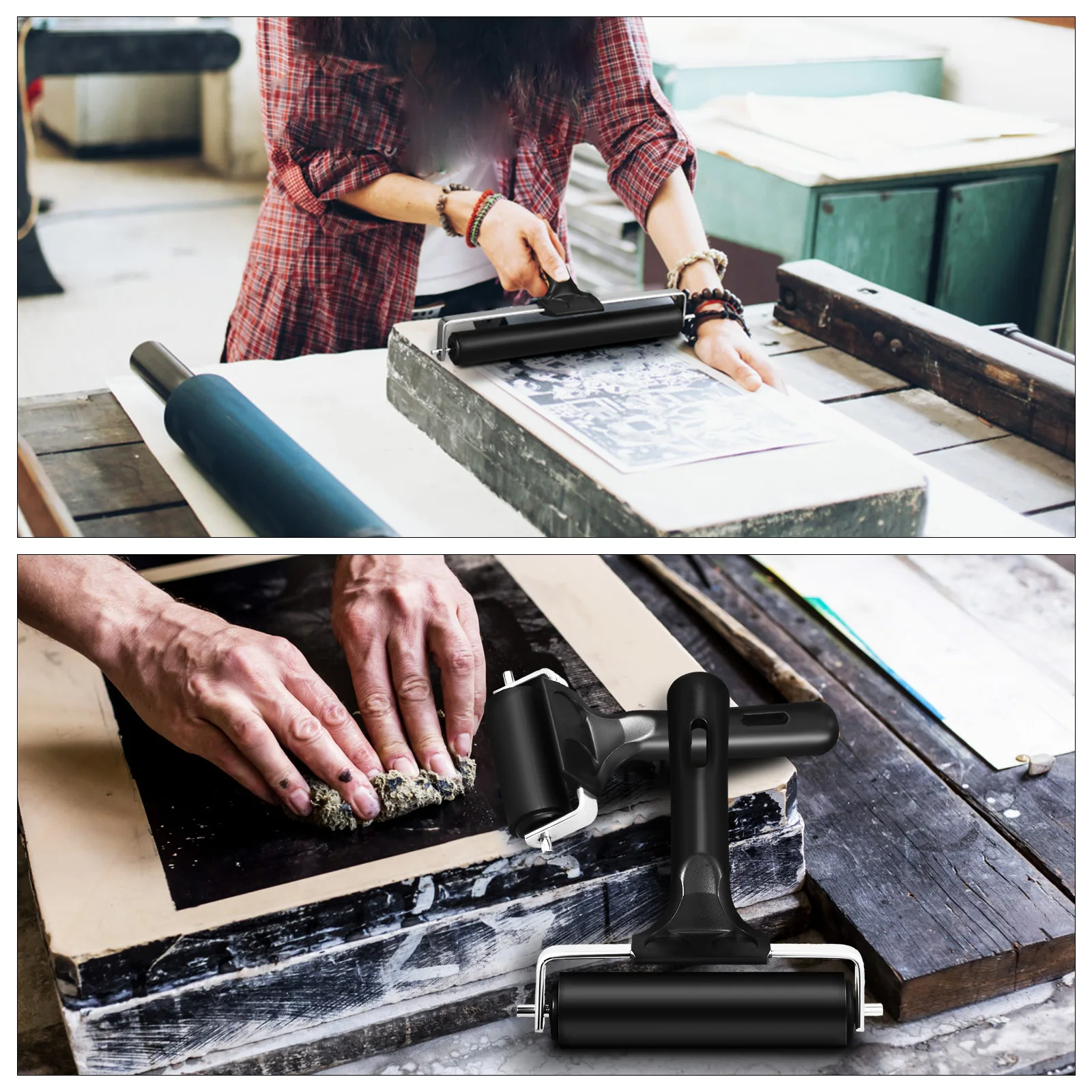 

3pcs Rubber Printmaking Roller Gluing Crafting Reusable Wallpaper Multi Purpose Durable Light Easy Clean Efficient
