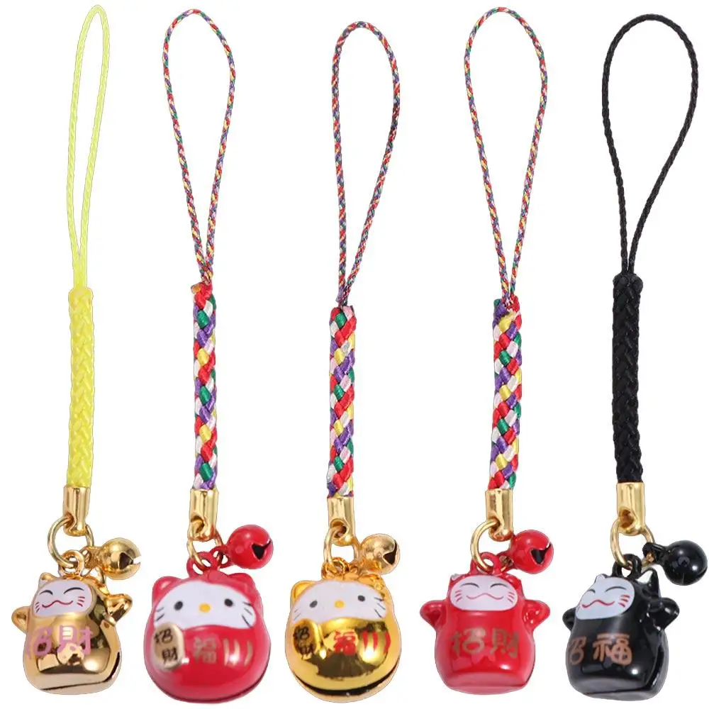 Lucky Cat Lucky Cat Phone Charms Chinese Style Metal Maneki Neko Phone Chain Trinket Cartoon Fortune Cat Keychain