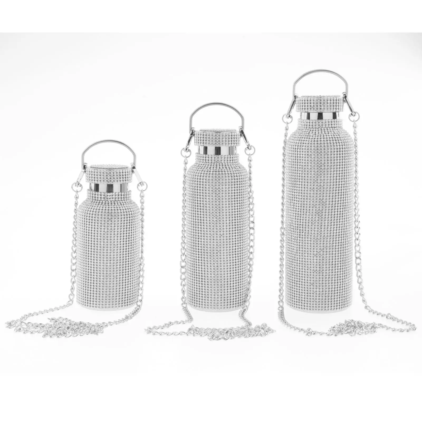 Thermal Water Bottle with Chain Rhinestone Insulated Milk Mug