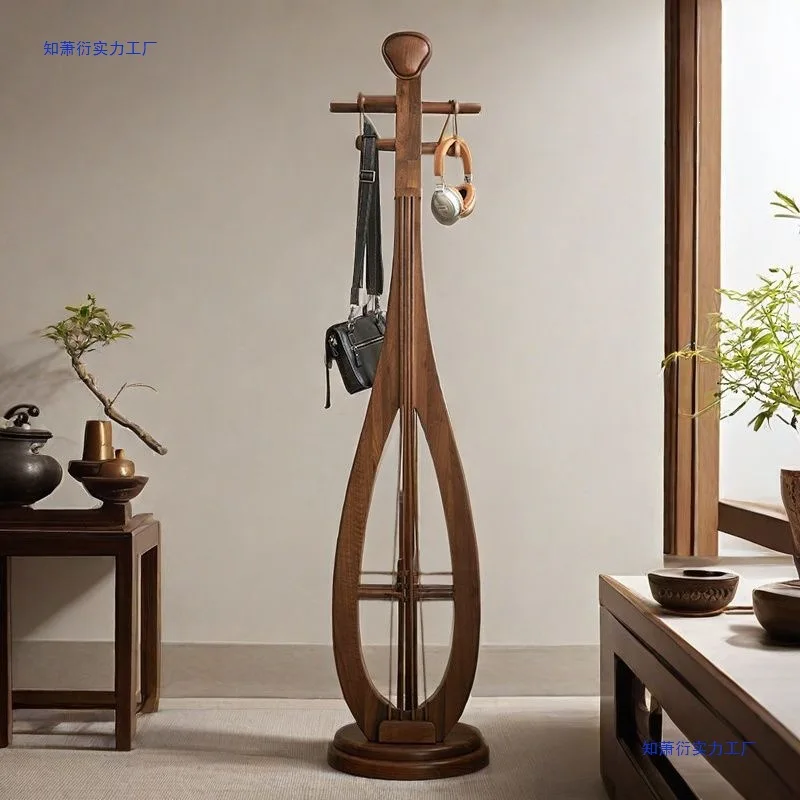 New Chinese Pipa coat rack Hanging hanger Solid wood tenon and mortise structure Modern Zen Chinese bedroom villa furniture