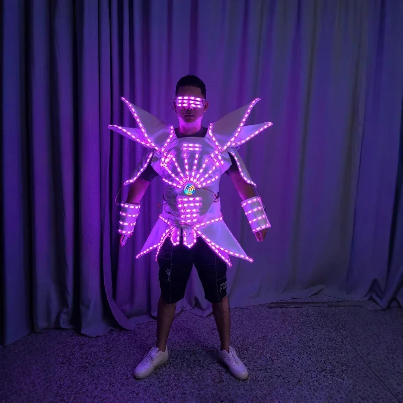 Spettacolo ragazza Costume Abito da festa Completo da concerto Costume da spettacolo per feste EventLED Telecomando Fantasia Costume incandescente Alien Armor Sui