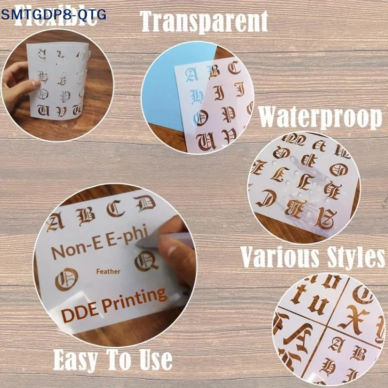 NEW Gothic Calligraphy Stencil, 6-Pack Reusable Old English Letter Number Template For DIY Painting, Craft, Scrapbooking