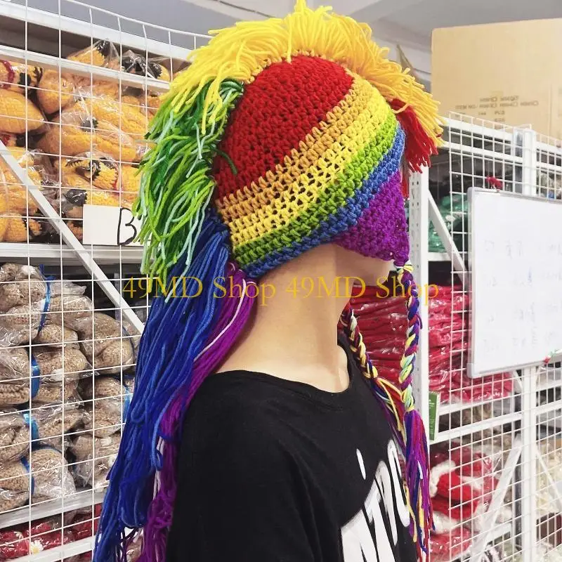 49MD Halloween Funny Hat Earflap Roman Knight Hat Novelty Hat Rainbow {}