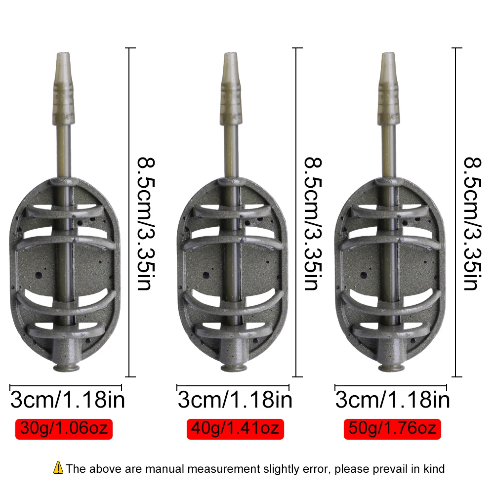 FTK Carp Fishing Feeders 30g/40g/50g Zinc Alloy Quick-Change Design, Lightweight Non-Electrified Bait with Weight Markings