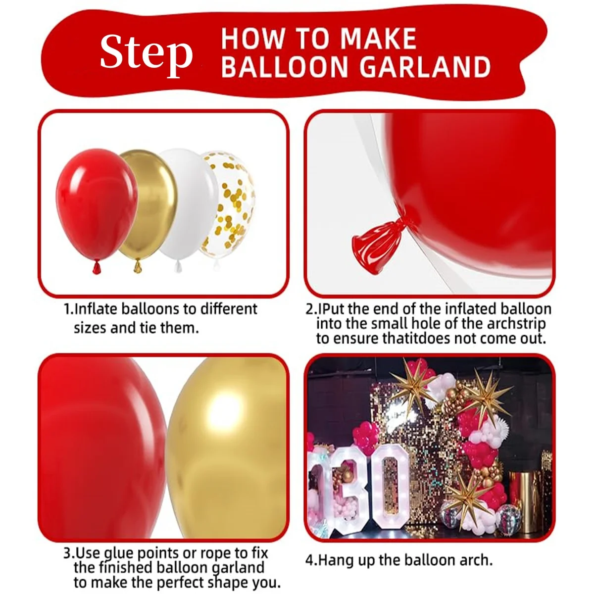 مجموعة قوس إكليل بالبالونات الحمراء والذهبية ، بالونات انفجار نجمي ، عيد الحب ، الزفاف ، عيد الميلاد ، ديكور حفلة الذكرى السنوية ، من من من من من #3