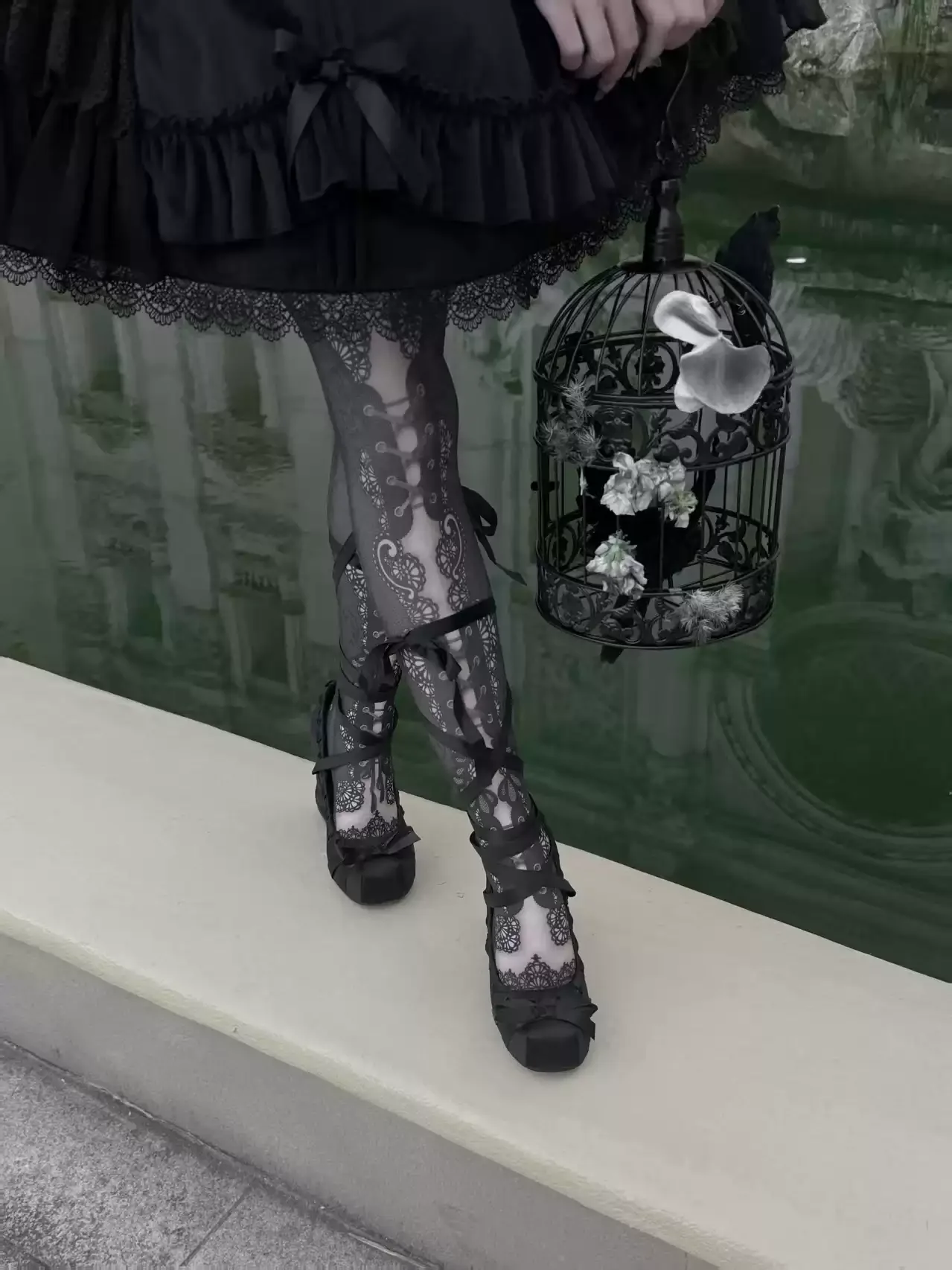 2026 New Gothic Dark Ballet Satin Pumps, Sweet Princess Mary Jane Shoes, 9cm Block Heel Strappy Women Shoes for Lolita Y2K