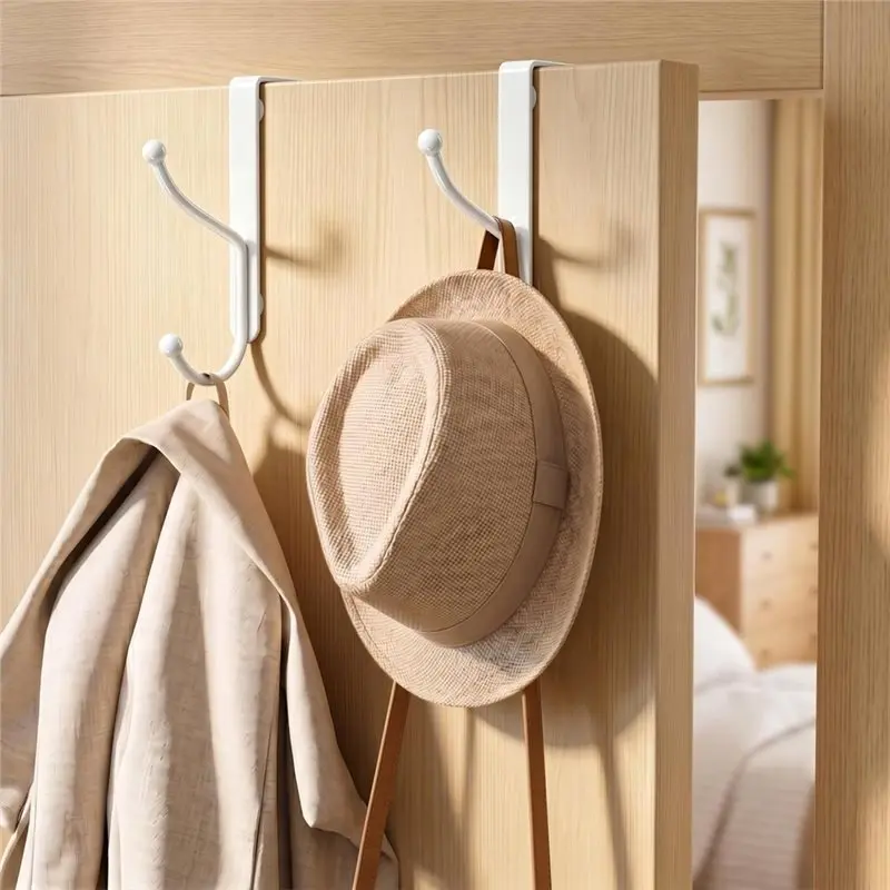 AB41-2Pcs Over Door Hook Door Hanger Heavy Duty Door Hanger Coat Hook view 5