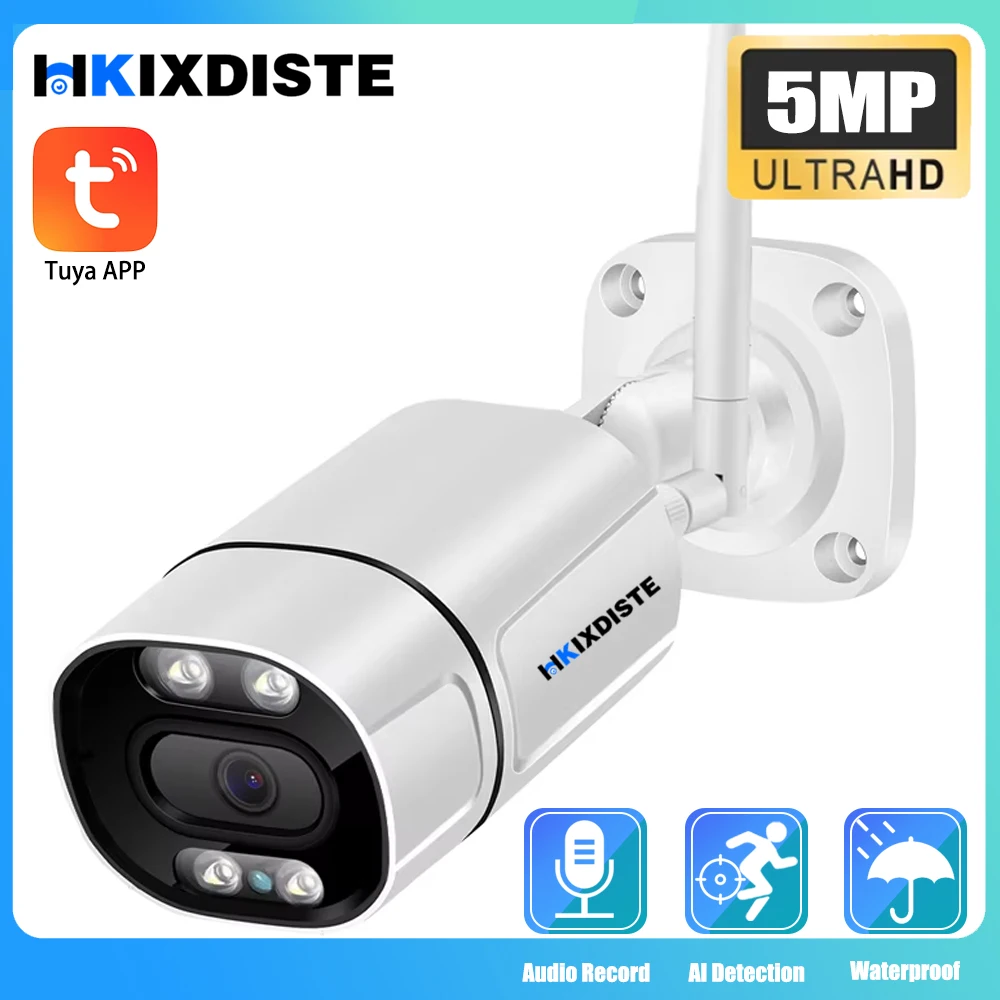 

5-мегапиксельная Wi-Fi камера Tuya Smartlife, IP-камера для наружного обнаружения человека, 2-аудио IP-камера, цветная инфракрасная камера ночного видения, камера видеонаблюдения P2P