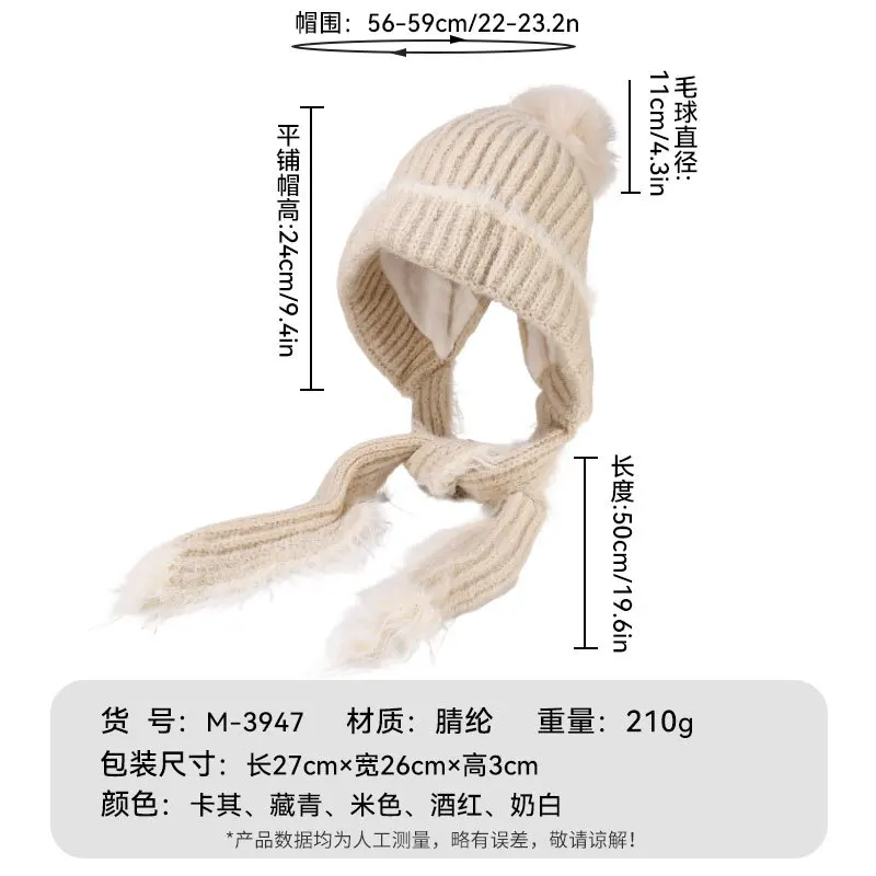 Winter Women Knitted Hat Beanies Thickened Overhead Warm Caps  for Outdoor Activities Hiking New Year Hats Christmas Gift