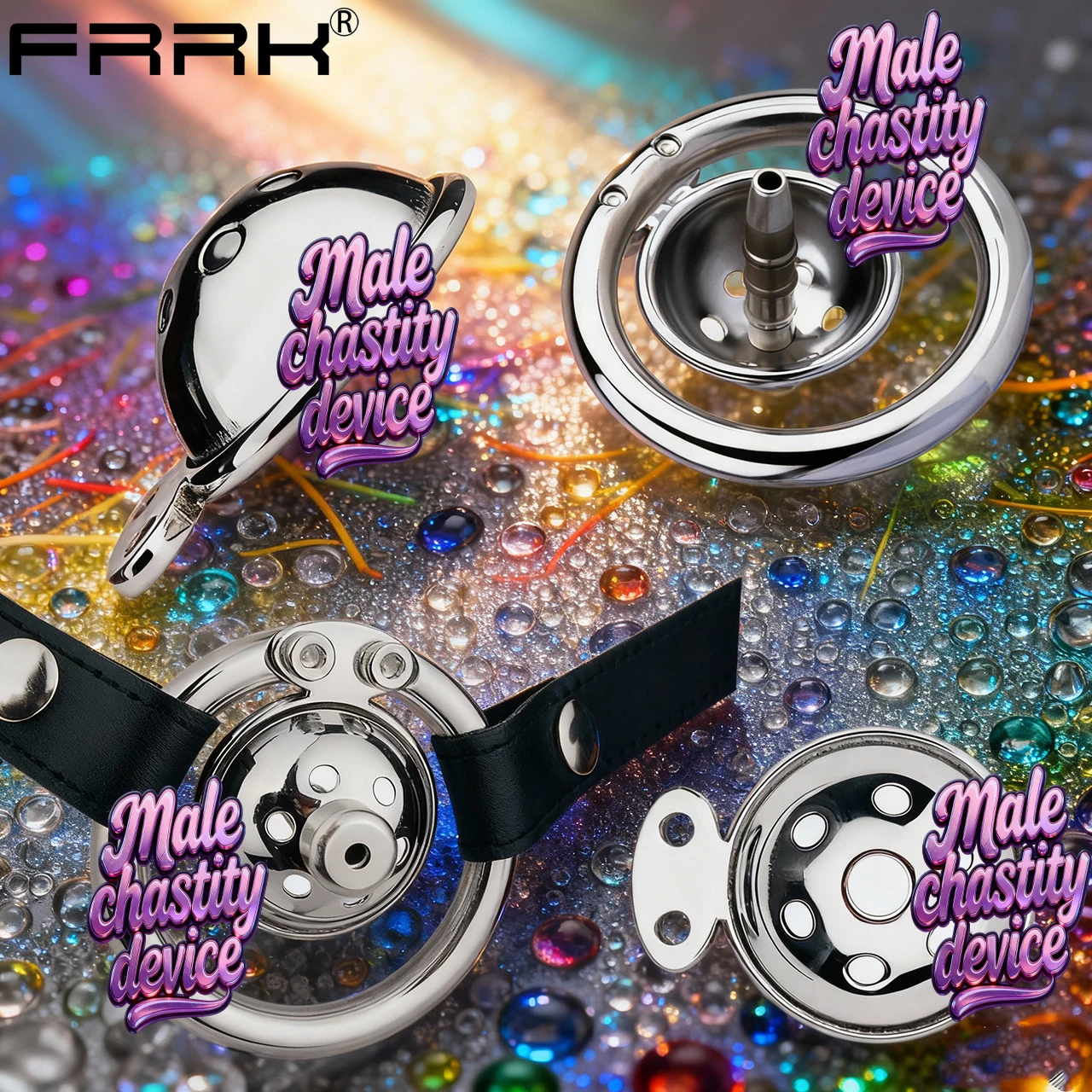 FRRK Stainless Steel Penis Cage Sex Toy for Sex Male Cock Ring Chastity Belt Device Penis Resistant Urethral Lock Male Adult Toy