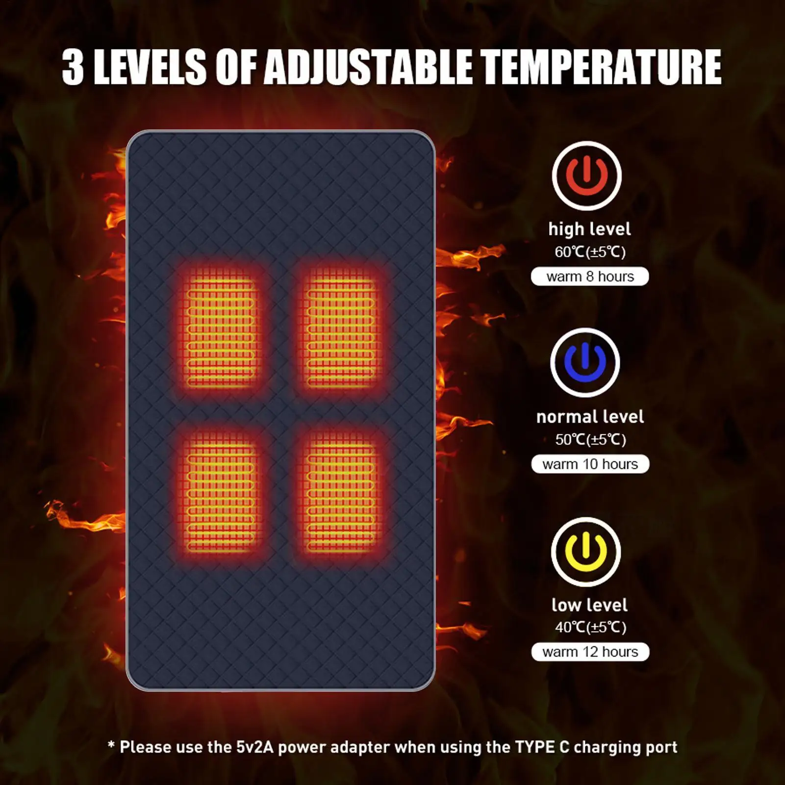 

USB Heated Seat Cushion, 3-Temperature Overheat Protection Pad for Outdoor Stadium Camping Home & Bleacher Sports