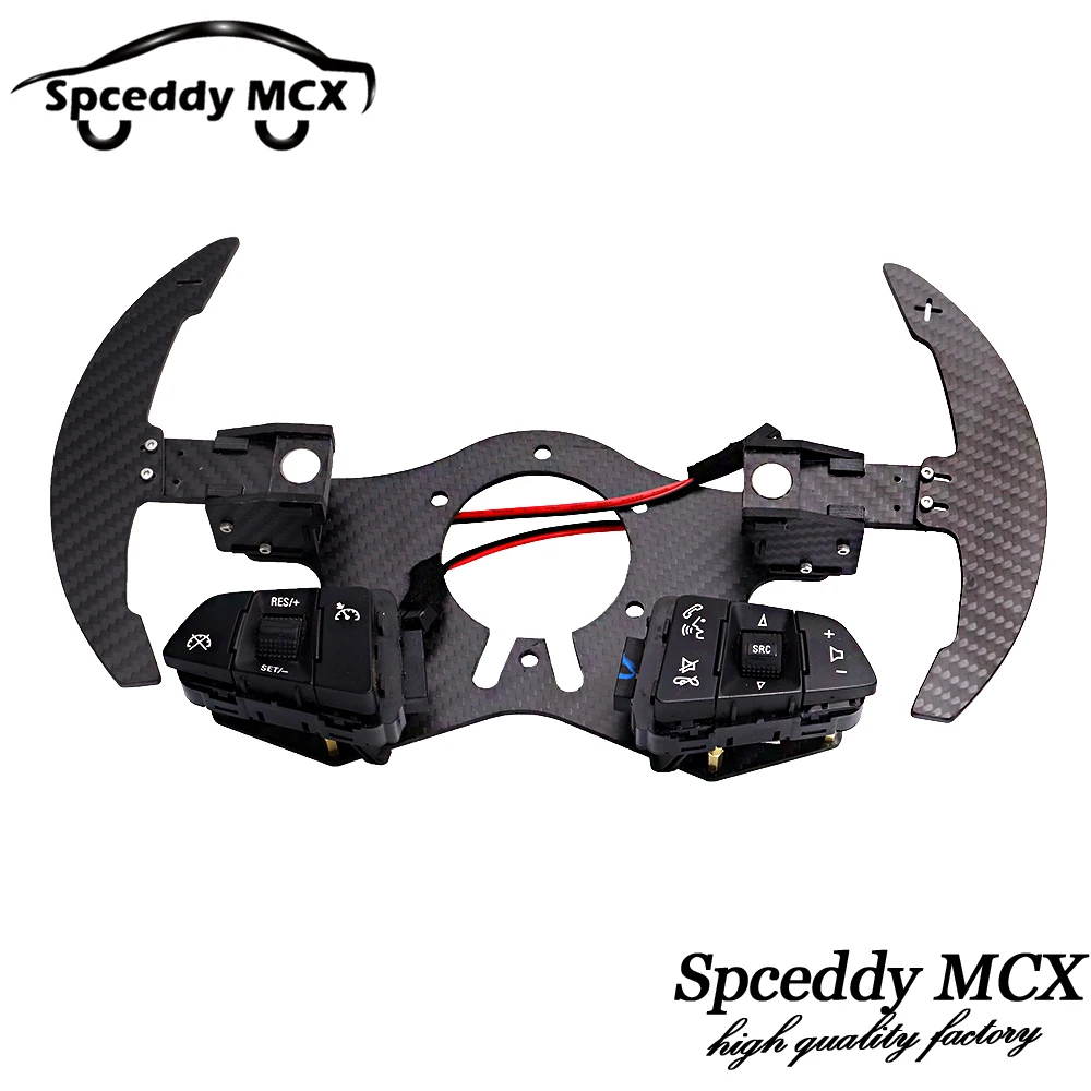 Spceddy MCX Car Steering Wheel Mangnetic Shift Paddle Extension Real Carbon Fiber Holder For Chevrolet Camaro 2010-2015 RS SS