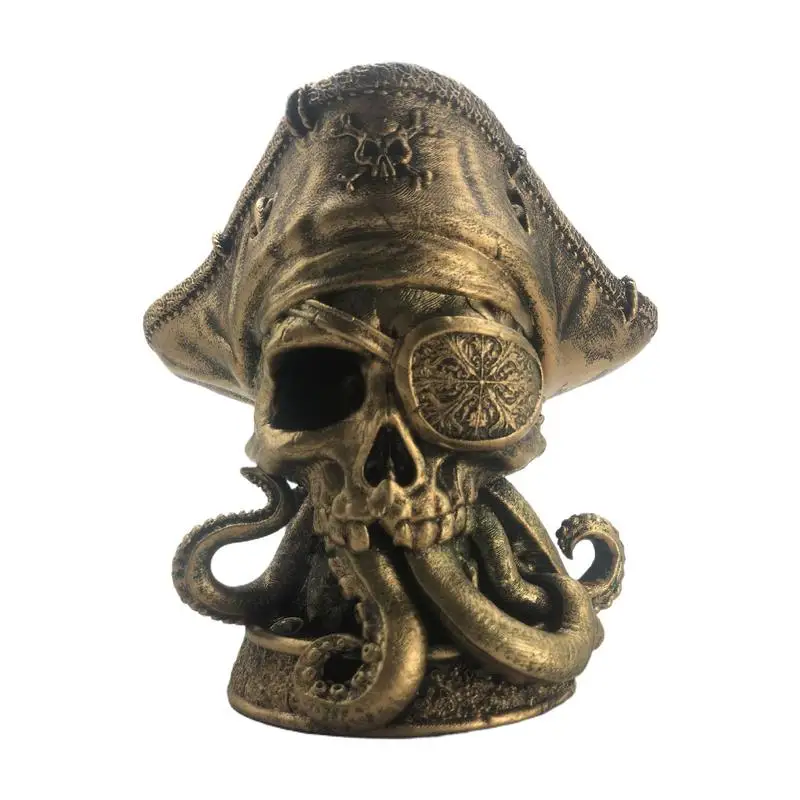 Captain Octopus Skull Statue Ghost Ship Pirate Skull Octopus Leg Statue Gothic Spooky Figurine Skeleton Bones Cranium Decor For