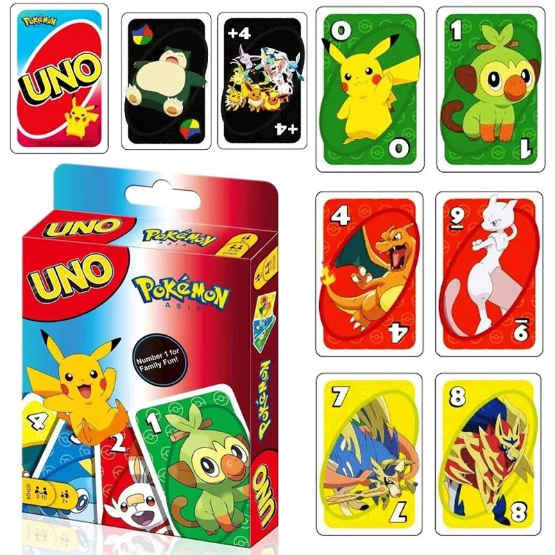 Mattel Games UNO Pokemon Card Game for Family Night Featuring Tv Show Themed Graphics and a Special Rule for 2-10 Players