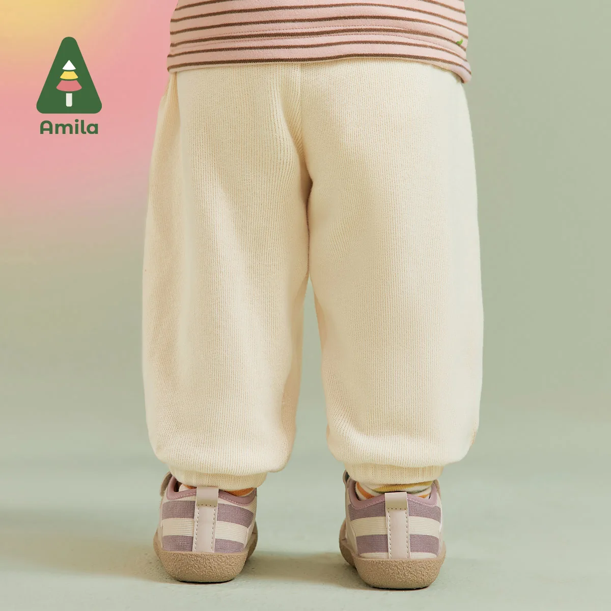 Amila Baby Girl Casual Pants 2024 Winter New Multicolour Fleecing Cartoon Pattern Soft Cosy   Baby Clothing