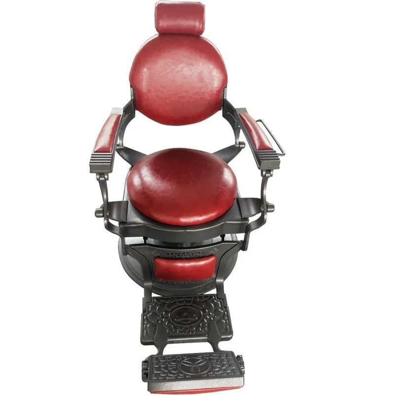 

Black titanium men's barber chair, hair salon retro oil head chair, hair salon chair, reclining perm and shaving chair