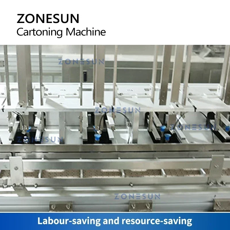 ZONESUN ZS-BP130D Macchina confezionatrice automatica orizzontale per cartoni con alimentatore a ventosa per bottiglie cosmetiche e tubi per crema per le mani