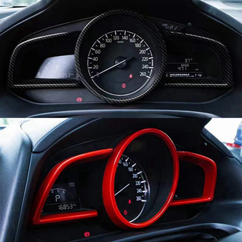 

For Mazda 3 Axela 2014 - 2019 Car-styling Dashboard Instrument Display Screen Cover Trim Red / Carbon Fiber Look Accessories