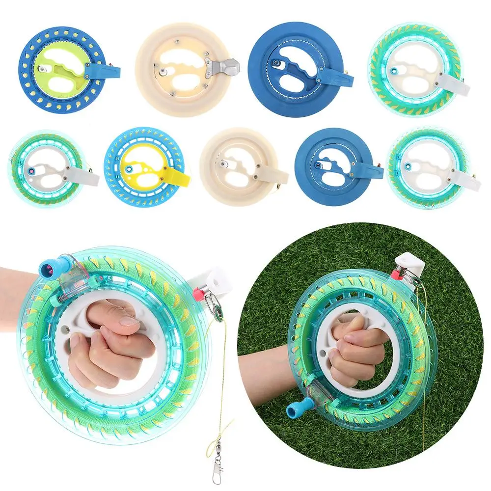 Outdoor Game Kite Reel Winder Fire Wheel String Flying Handle Tool Twisted String Line Outdoor Round Blue Grip For Fying Kites