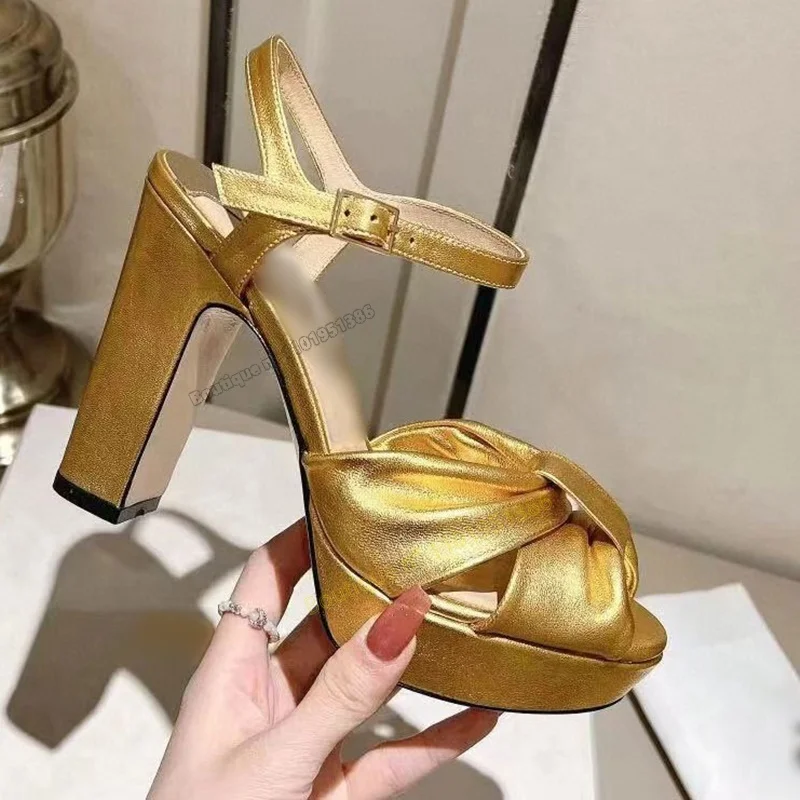 

Gold Bow Knot Decor Platform Sandals Peep Toe Shoes for Women Fashion Stilettos High Heels Shoes Party 2023 Zapatillas Mujer