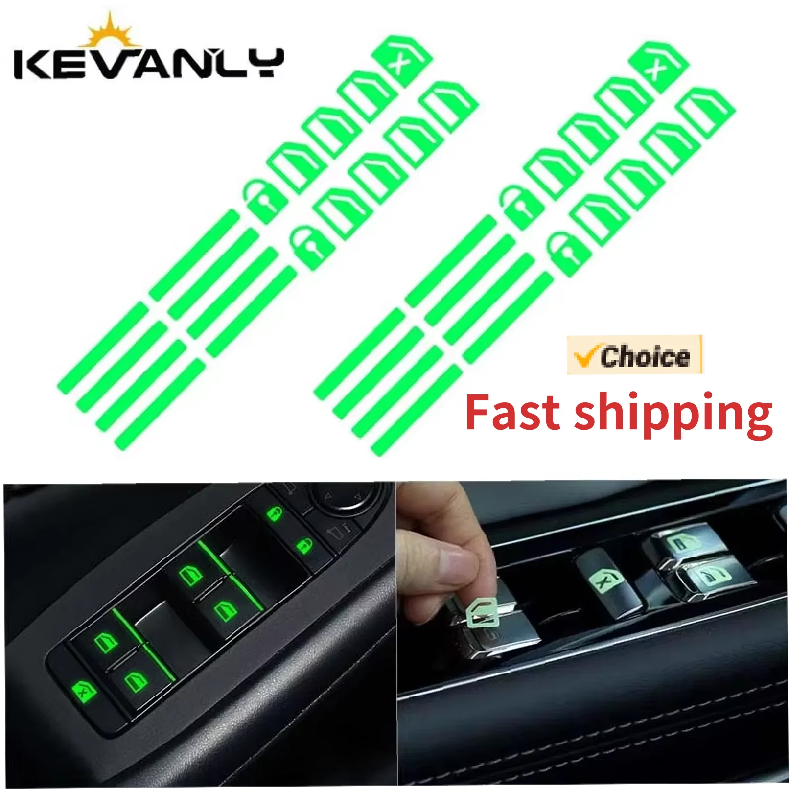 

1/2Set Car Window Button Luminous Automobile Interior Stickers Accessorie Lifter Switch Night Fluorescent Decals Door Accessorie