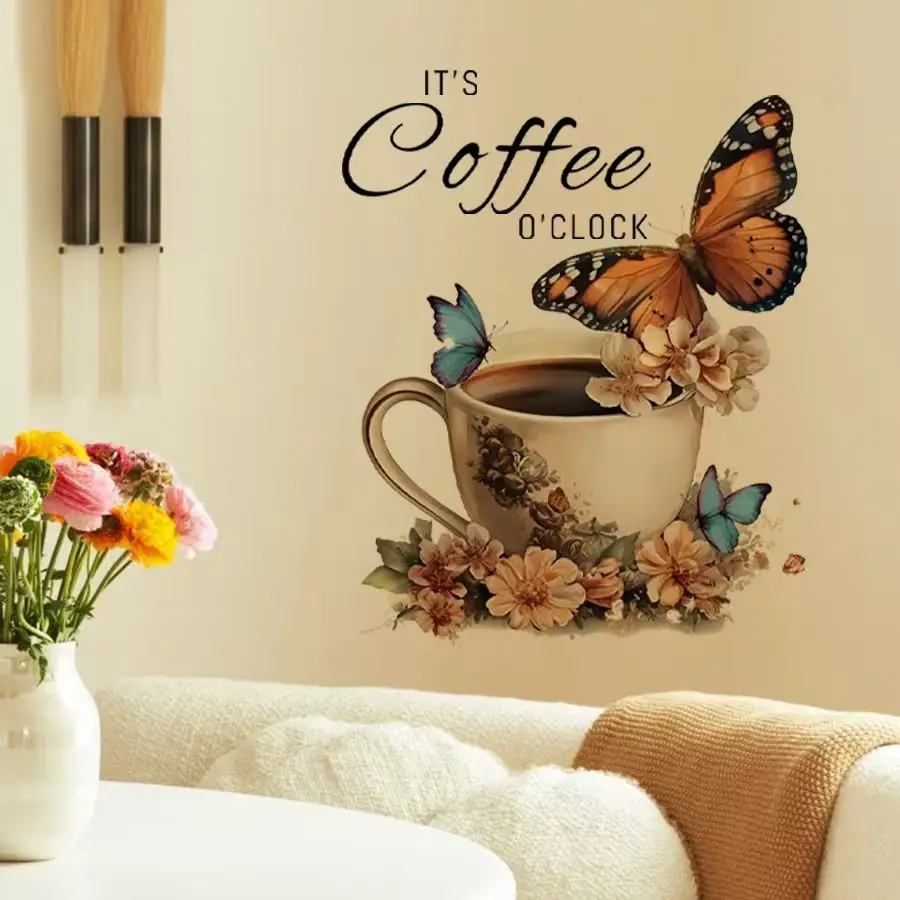 IT's Coffee O'Clock Creative PVC Stickers for Coffee Shop Office Leisure Area Living Room Background Decoration AA460 view 5