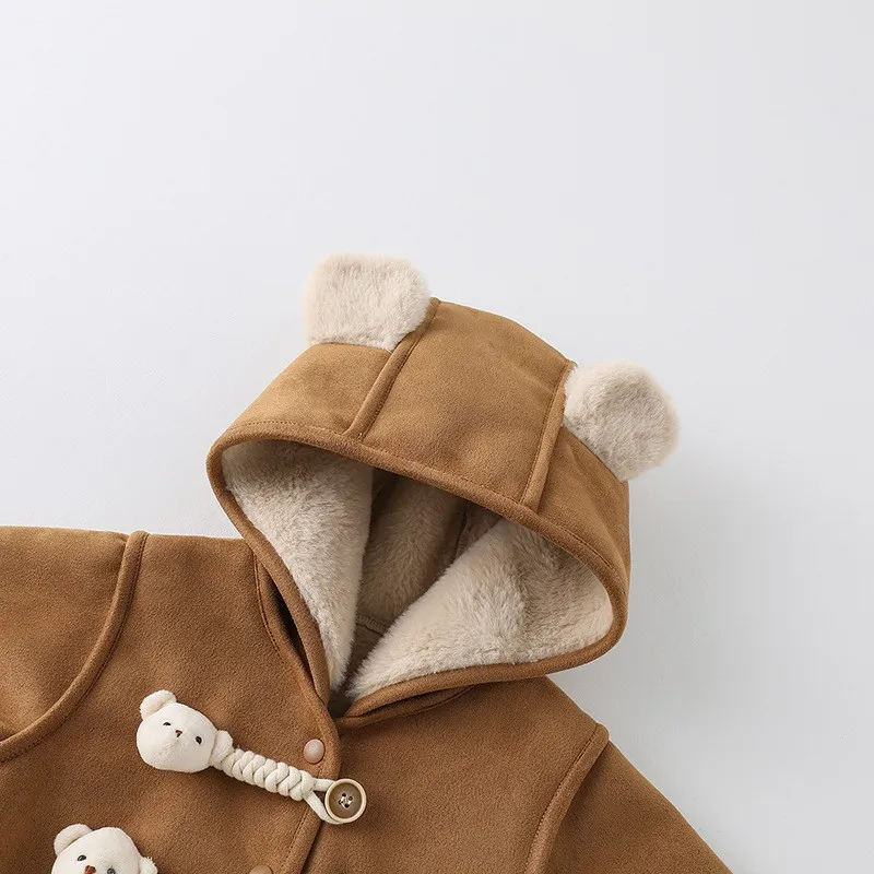 IYEAL طفل لطيف مقنعين بذلة الرضع بنين بنات الشتاء سميكة القطن مبطن بذلة الشتاء الدافئة الصوف سترة قطن #5