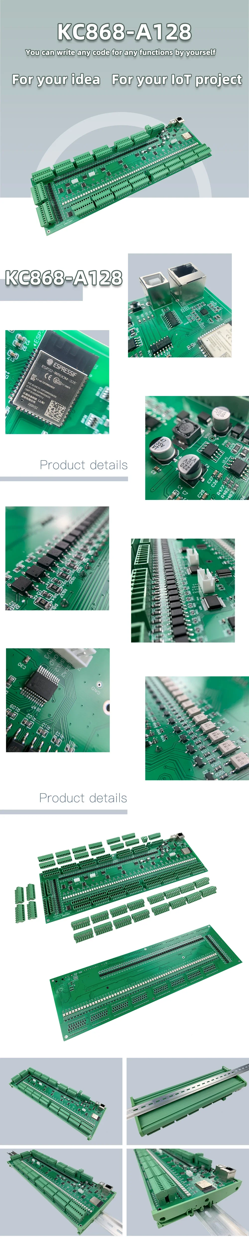 KC868-A128 Ethernet ESP32 128DI + 128DO MOSFET Automaton Board Wifi Switch ESPHome Assistant Tasmota