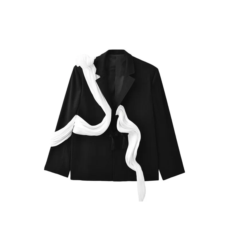 WVGA primavera otoño nuevo hombre chaqueta china placa botón Casual traje suelto-abrigo nicho personalidad tendencia High Street Top Ins W10949