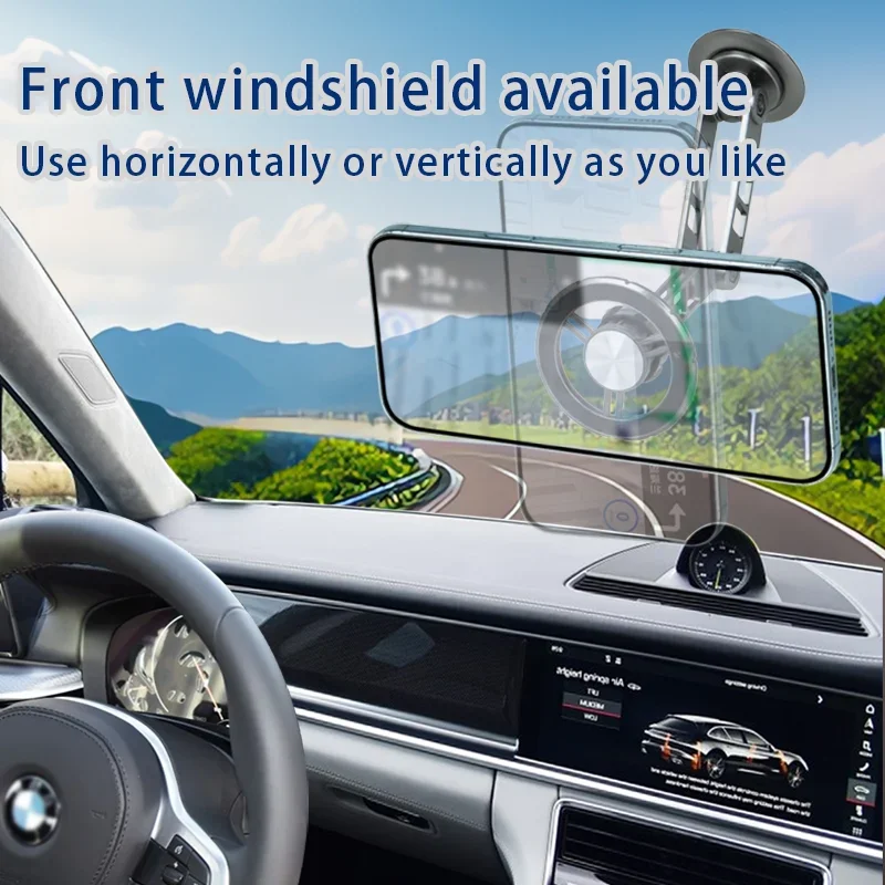

Magnetic Car Phone Holder Mount Alloy Folding Magnetic Cell Phone Holder Aluminum Alloy Long Arm Holder 360 Rotation Folding