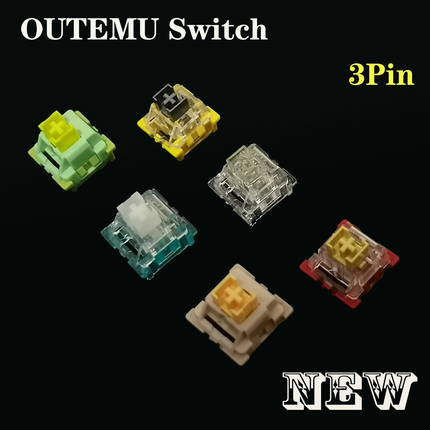 Outemu สวิตช์คีย์บอร์ดแบบกลไกสวิตช์3Pin ปุ่มกดแบบไร้เสียงสวิตช์แบบสัมผัสทรงลูกพีชเลมอนสวิตช์เกม RGB สวิตช์เกมมิ่ง MX