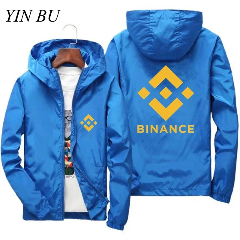 

Men's Women Jacket Bomber Windbreaker Binance Exchange Coin Crypto Coat Hooded Thin Outdoor Motorcycle Pilot Parkas Plus Size