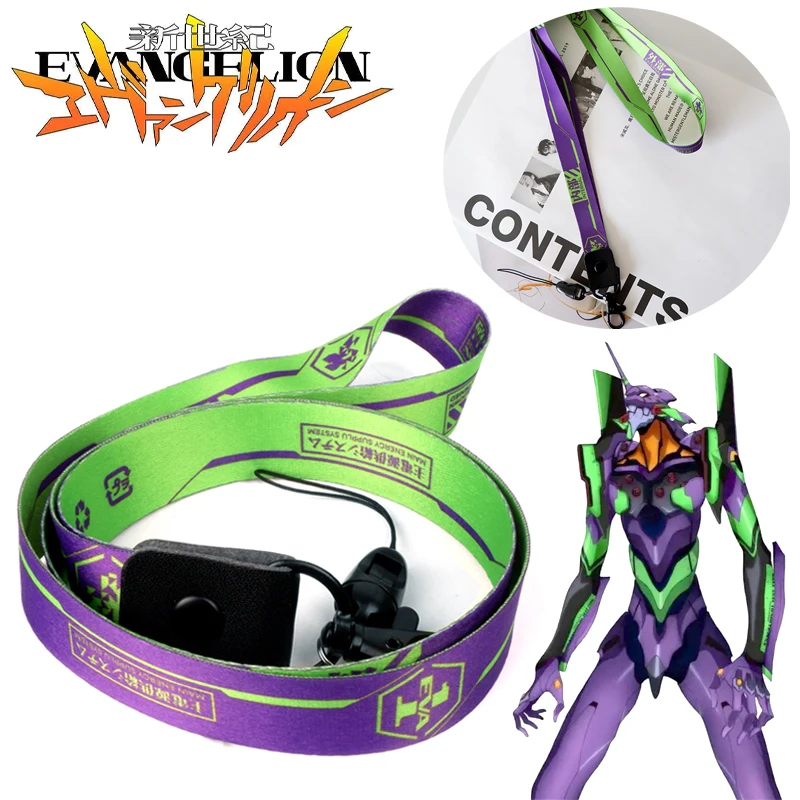 Evangelions EVA-01 Keychain Phone Lanyard Anime Peripherals 44cm Phone Lanyard Neck Straps Decorative Lanyards Accessories Gift