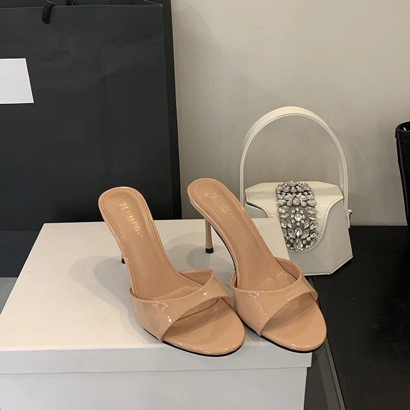Bailamos 2024 Brand Women Slippers High Heels Sandals Sexy Pointed Open Toe Party Wedding Summer Shoes Woman Soft Outdoor Slides