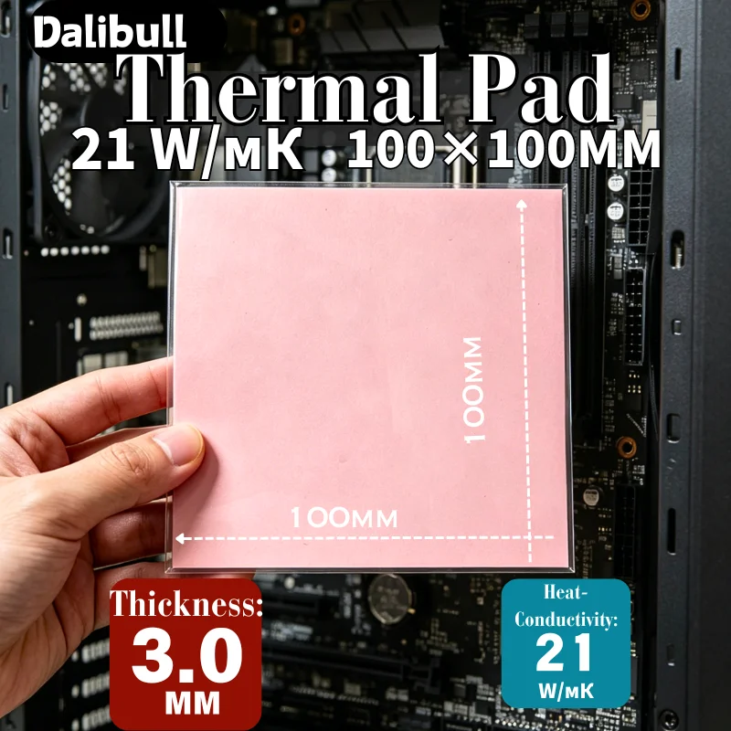 100pcs High Performance 21 W/mK 0.5/1.0/1.5/2.0/2.5mm Thermal Pad GPU CPU Heatsink Cooling Conductive Silicone Pad