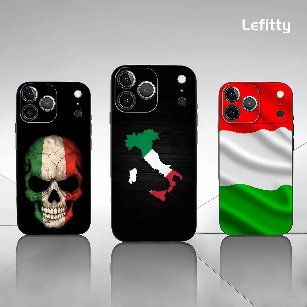 

Cool Italy Flag Phone Case For iPhone 17 16 15 14 13 Pro Max Plus Mini Black Frosted Soft Shell Funda