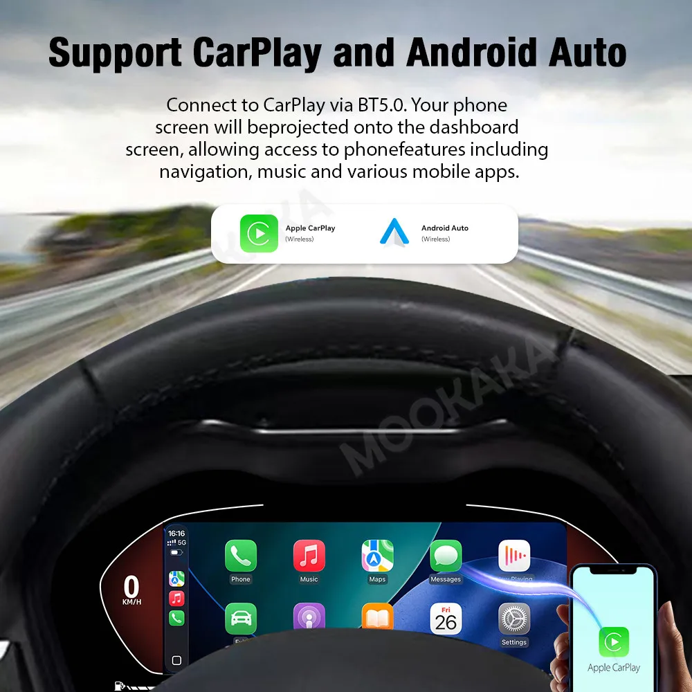 Car Digital Cluster For BMW 1 Series 2 Series F20 F52 F22 F45 / X1 X2 F48 F49 F39 2013-2026 Dash Android Auto Carplay HUD Meter