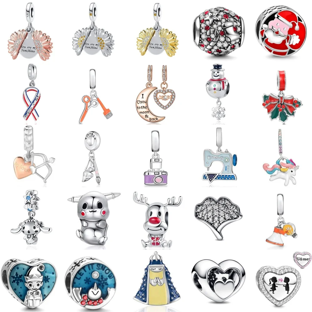 

925 Silver Christmas Beads, Bicycle, Umbrella Pendant Suitable for European Original Bracelet DIY AccessoriesExquisite Jewelry