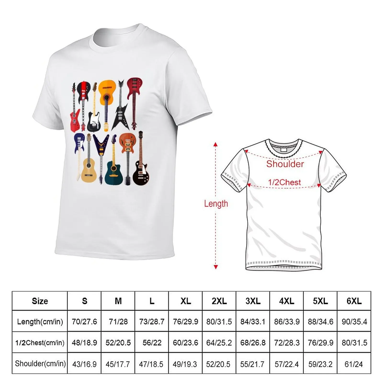 Musician Different Types Of Guitar T-Shirt t shirt man plain cotton t shirt man man tshirt T-shirt