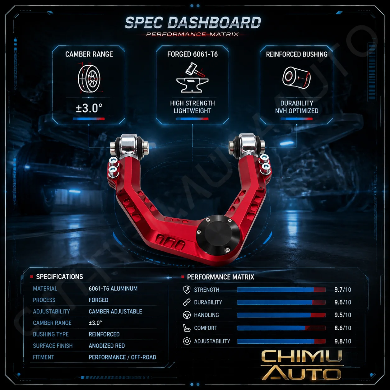 【CHIMU AUTO】Forged Front Upper Control Arm for Lexus GX460 GX470 GX570 Camber Correction Lift Kit **1 Pair 2pcs**