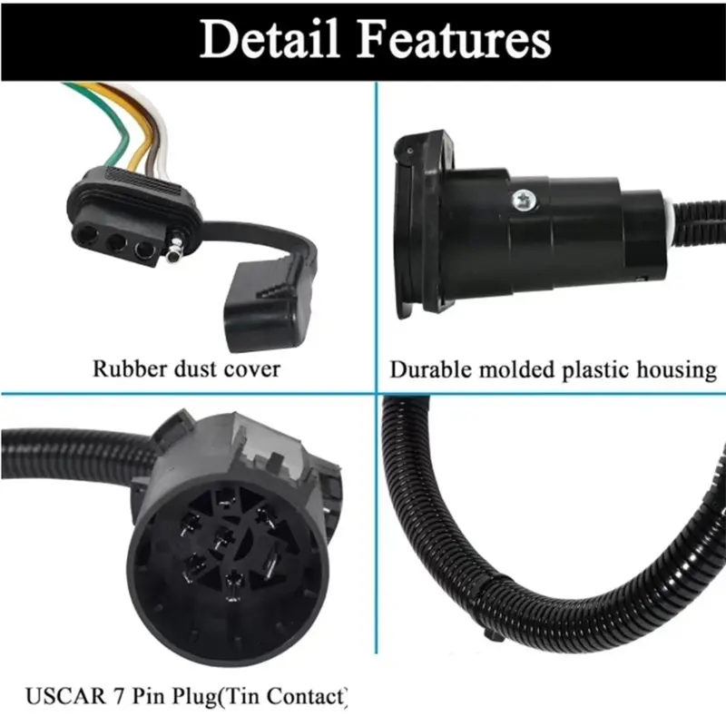NEW HOT In Stock-7 Way Blade And 4 Way Flat Trailer Wiring Adapter For FORD For DODGE Ram 1500 2500 Works With 7 Pin USCAR Tow